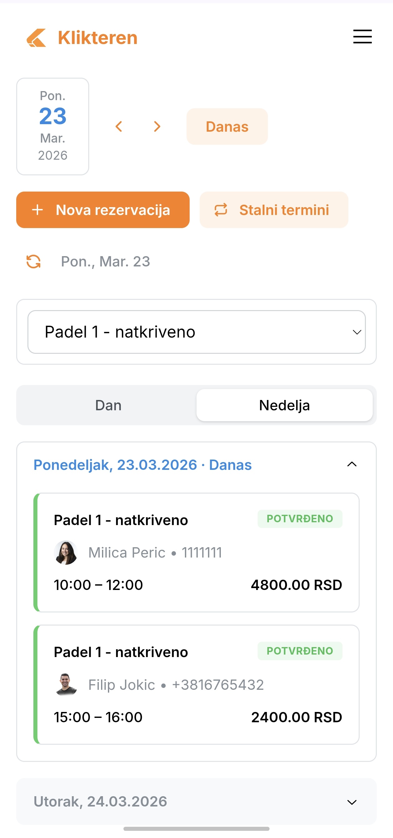 Kalendar na telefonu