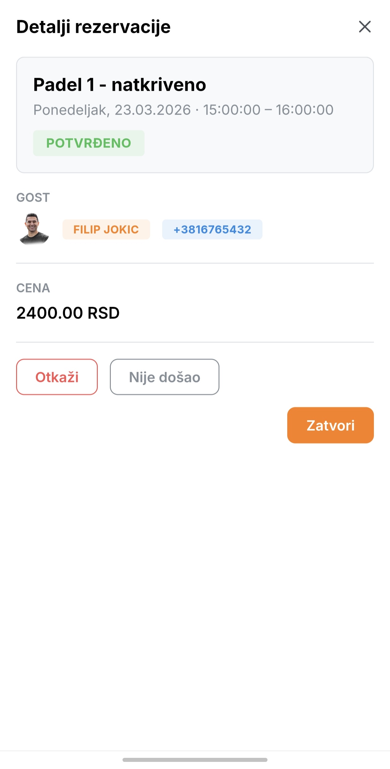 Rezervacije na telefonu